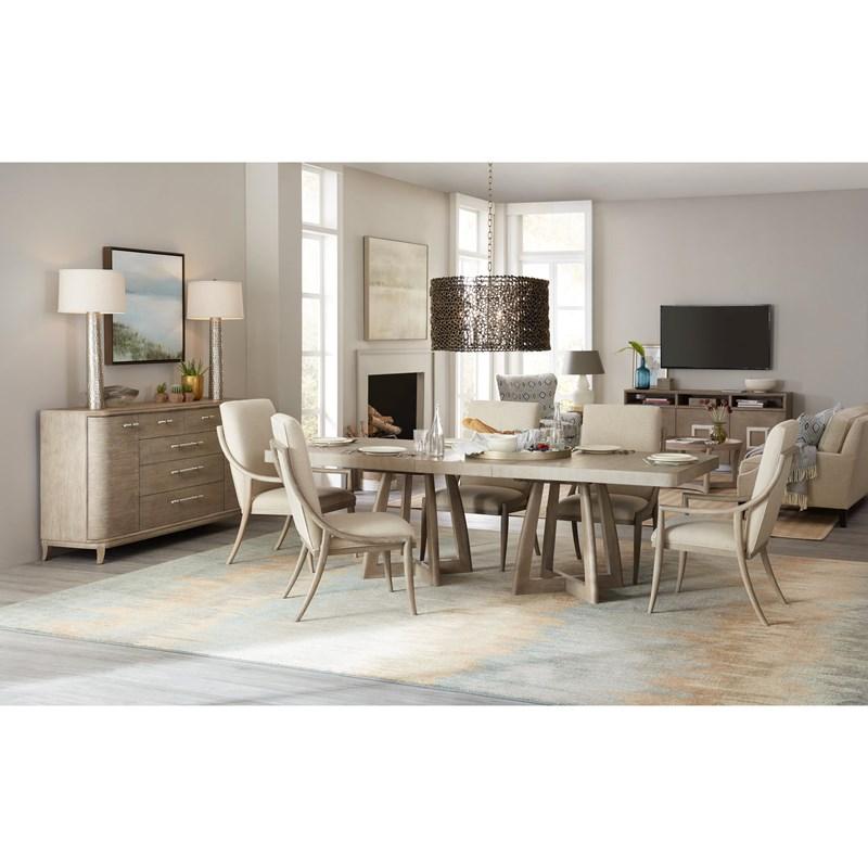 Large Picture of Hooker Furniture 6050-75206-GRY Affinity 78in Rectangle Pedestal Dining Table with 2-18in Leaves