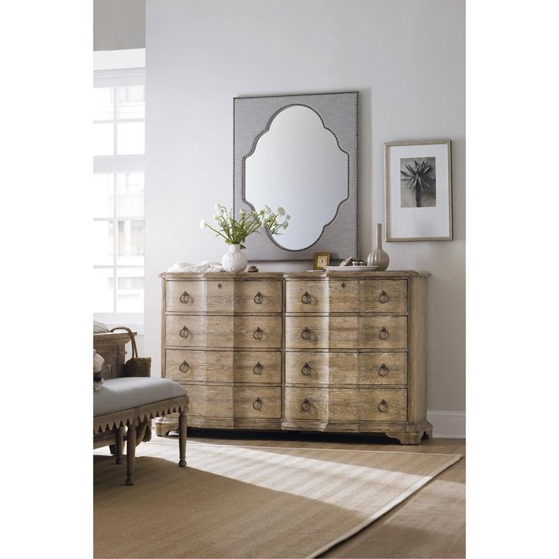 Large Picture of Hooker Furniture 5750-90008-GRY Boheme Nourmand Linen Wrapped Mirror
