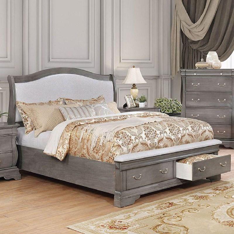 Large Picture of Furniture of America Merida CM7504GY-Q Queen Storage Bed