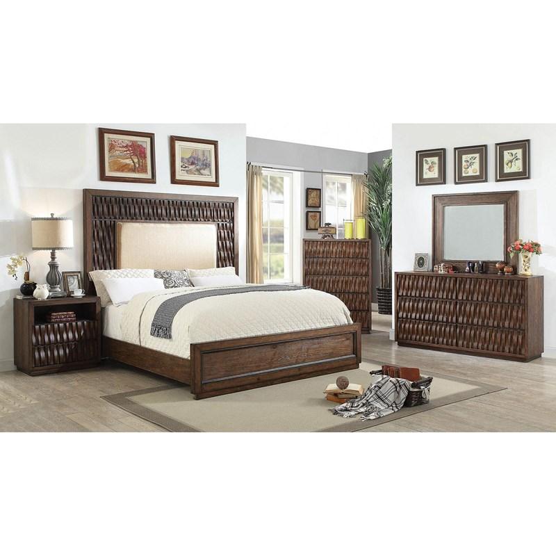 Large Picture of Furniture of America Eutropia CM7395Q-BED Queen Upholstered Panel Bed