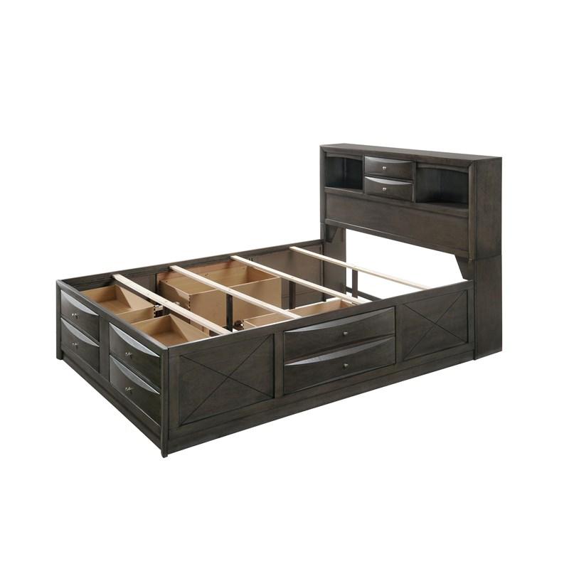Large Picture of Crown Mark Emily B4275-K King Bookcase Bed with Storage