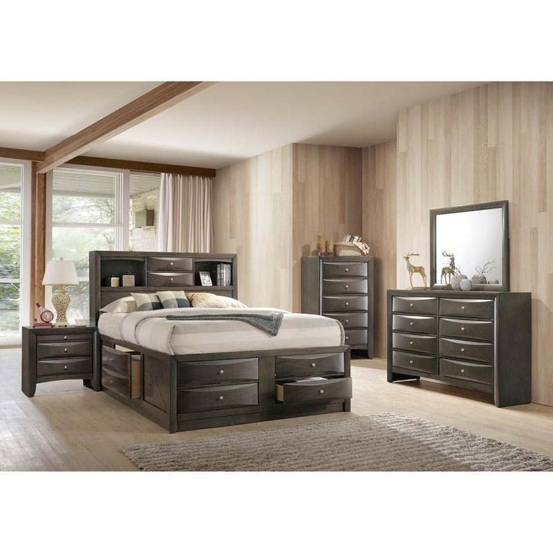 Large Picture of Crown Mark Emily B4275-K King Bookcase Bed with Storage