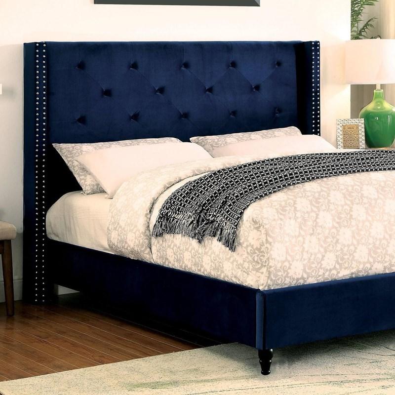 Large Picture of Furniture of America Anabelle CM7677NV-Q-BED Queen Upholstered Panel Bed