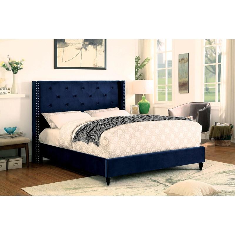 Large Picture of Furniture of America Anabelle CM7677NV-Q-BED Queen Upholstered Panel Bed