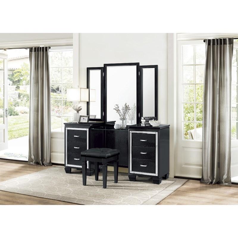 Large Picture of Homelegance Allura 1916BK-14 Dressing Table Stool