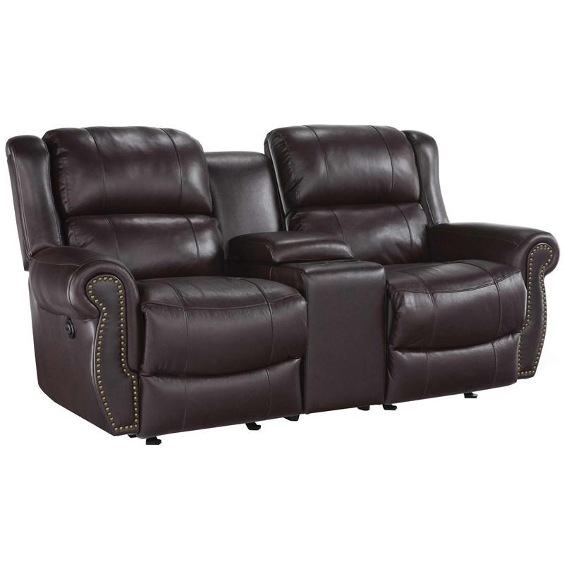 Terrill Reclining Leather Loveseat with Console (L870CC7 71224L) image 1