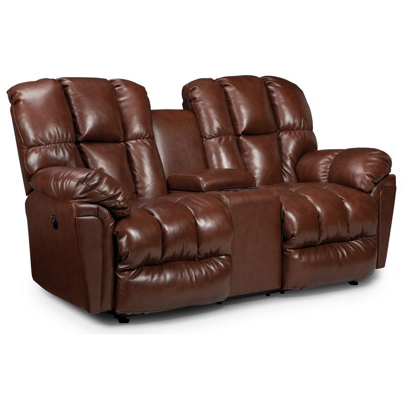 Lucas Power Reclining Leather Loveseat with Console (L856CQ4 73254L) image 1