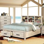 Furniture of America Strasburg CM7384WH-EK King Bookcase Bed with Storage
