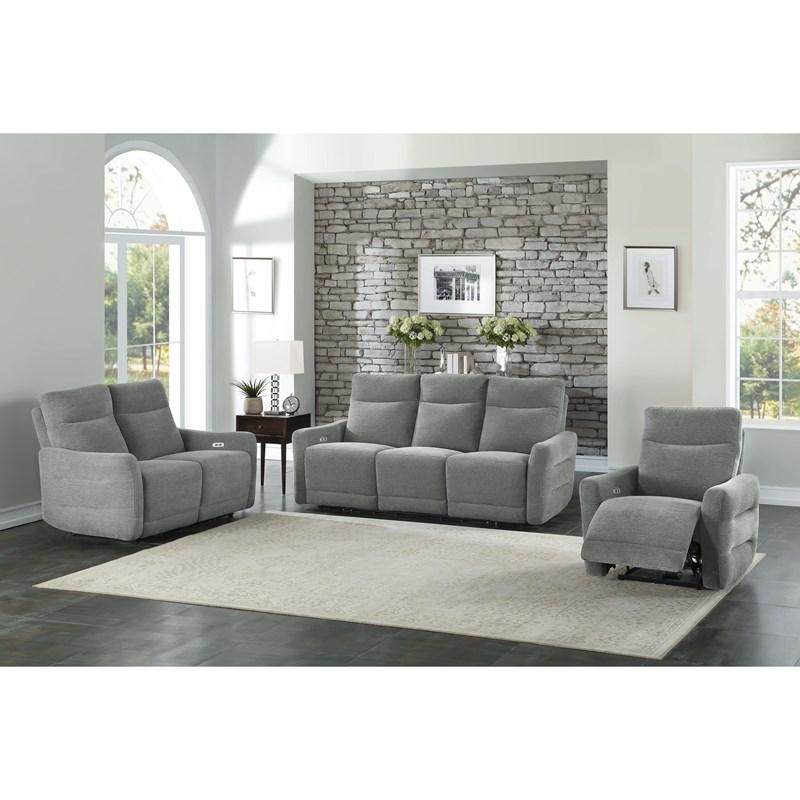 Large Picture of Homelegance Edition 9804DV-1PWH Power Lay Flat Reclining Chair with Power Headrest and USB Port