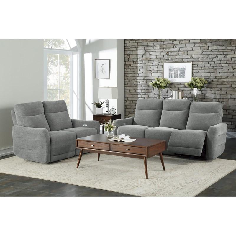 Large Picture of Homelegance Edition 9804DV-2PWH Power Double Lay Flat Reclining Love Seat with Power Headrests and USB Ports