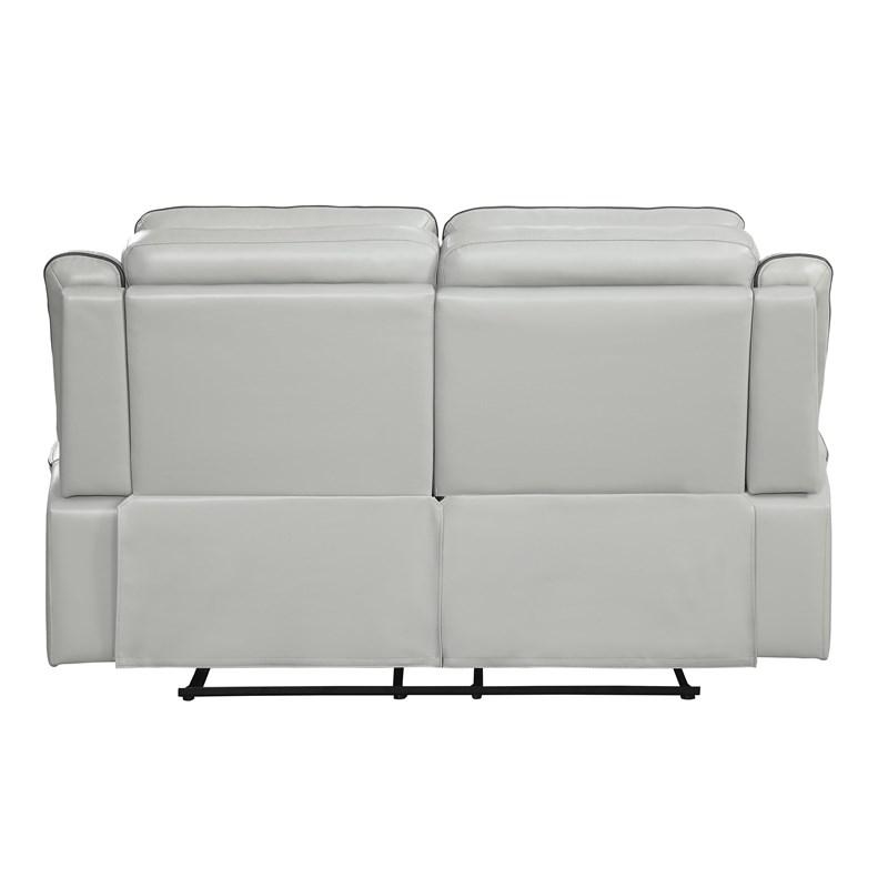 Large Picture of Homelegance Darwan 9999GY-2 Double Lay Flat Reclining Love Seat - Light Grey