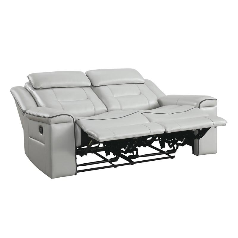 Large Picture of Homelegance Darwan 9999GY-2 Double Lay Flat Reclining Love Seat - Light Grey