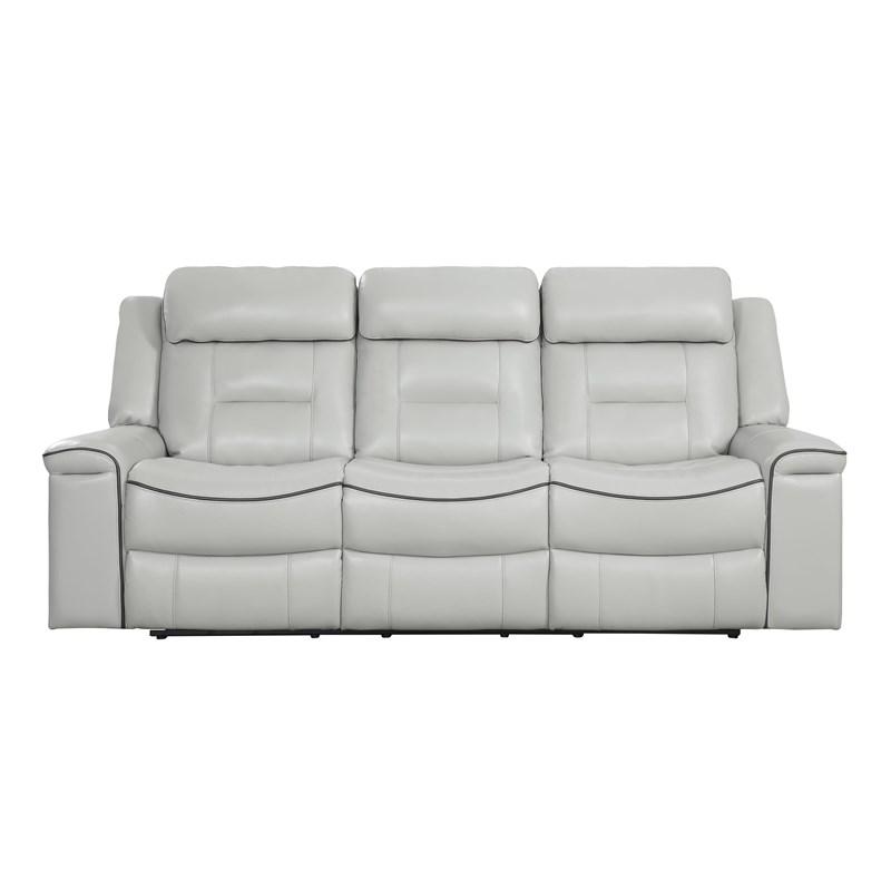 Homelegance Darwan 9999GY-3 Double Lay Flat Reclining Sofa - Light Grey