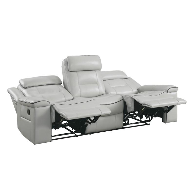 Large Picture of Homelegance Darwan 9999GY-3 Double Lay Flat Reclining Sofa - Light Grey
