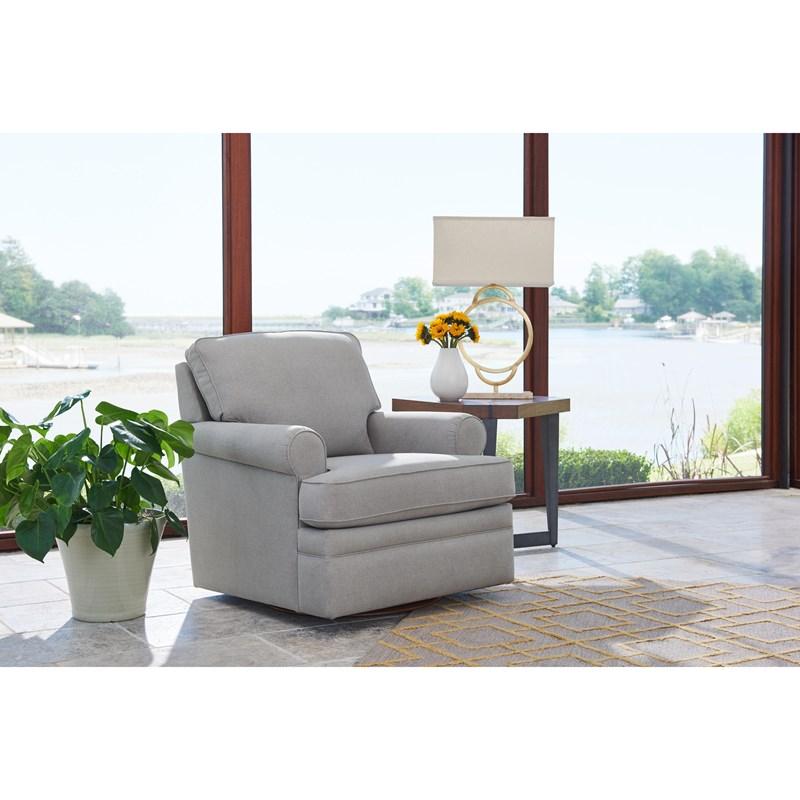 Large Picture of La-Z-Boy Roxie Premier Swivel Occasional Chair - Dove