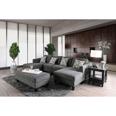Furniture of America Lowry CM6363-SET Sectional w/ Ottoman
