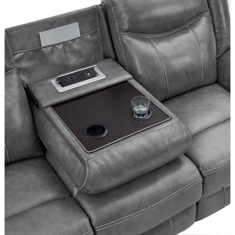 Large Picture of Coaster Furniture Conrad 650354 Upholstered Padded Arm Motion Sofa - Grey
