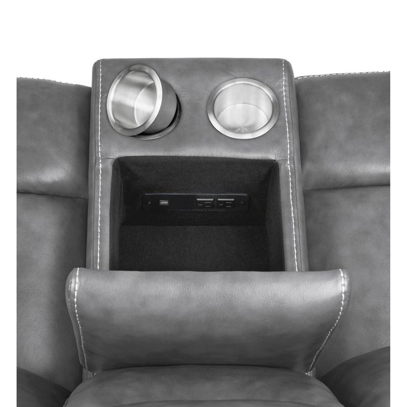 Large Picture of Coaster Furniture Conrad 650355 Upholstered Padded Arm Glider Loveseat - Grey