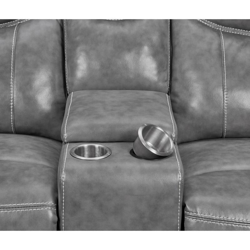 Large Picture of Coaster Furniture Conrad 650355 Upholstered Padded Arm Glider Loveseat - Grey
