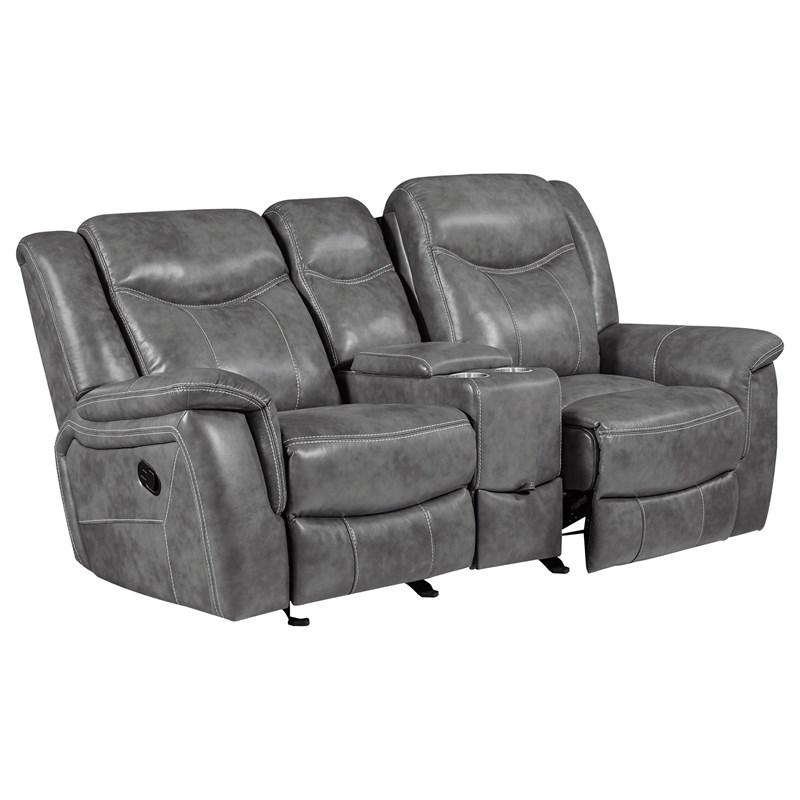 Large Picture of Coaster Furniture Conrad 650355 Upholstered Padded Arm Glider Loveseat - Grey