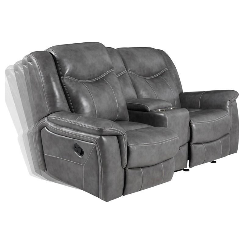 Large Picture of Coaster Furniture Conrad 650355 Upholstered Padded Arm Glider Loveseat - Grey