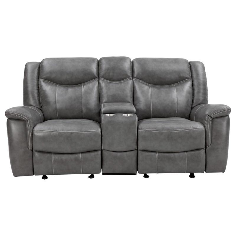 Large Picture of Coaster Furniture Conrad 650355 Upholstered Padded Arm Glider Loveseat - Grey