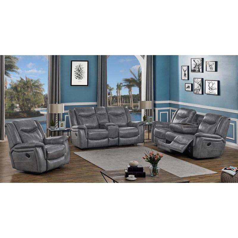 Large Picture of Coaster Furniture Conrad 650356 Upholstered Padded Arm Glider Recliner - Grey