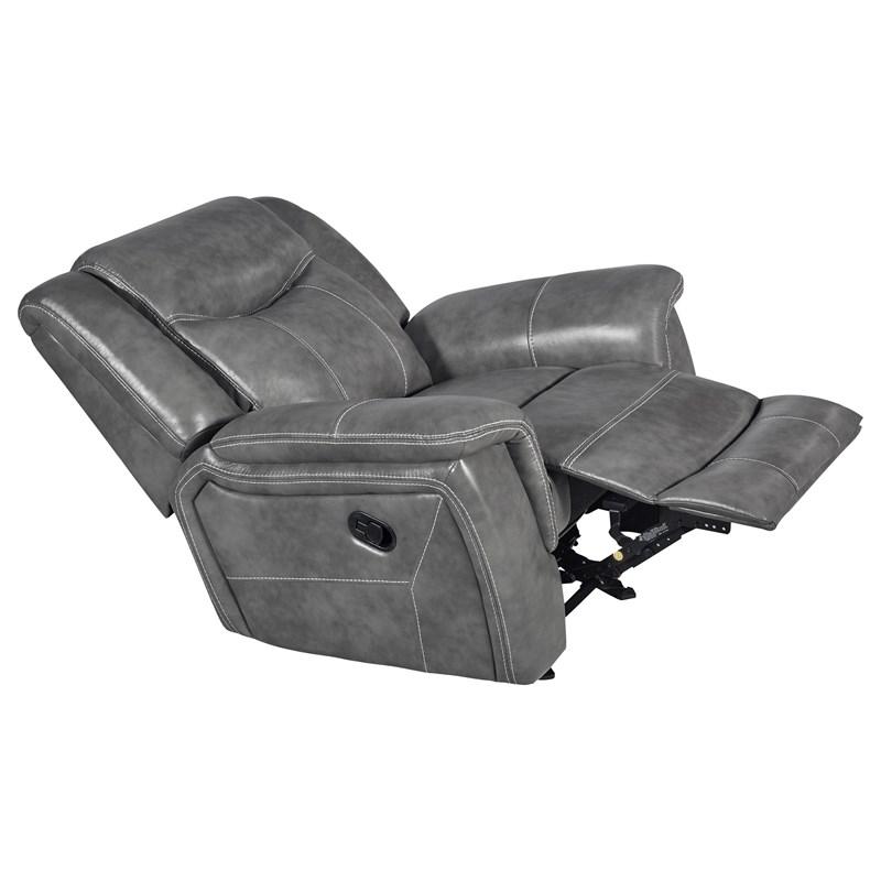 Large Picture of Coaster Furniture Conrad 650356 Upholstered Padded Arm Glider Recliner - Grey