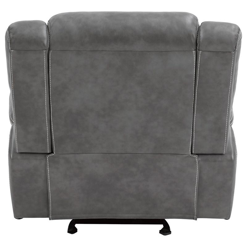 Large Picture of Coaster Furniture Conrad 650356 Upholstered Padded Arm Glider Recliner - Grey
