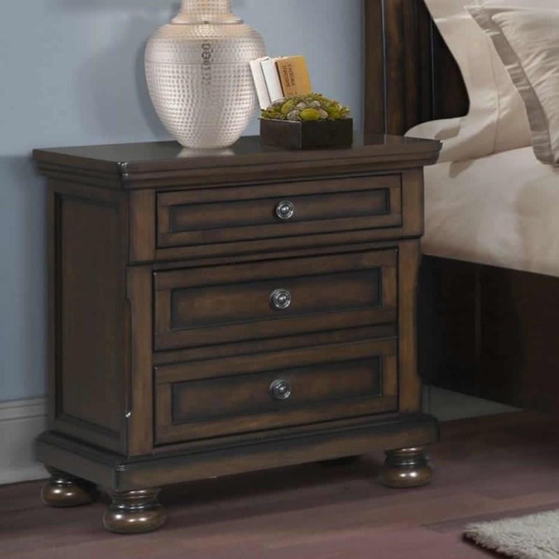 Large Picture of Elements International Kingston KT600NS Nightstand with Power - Walnut