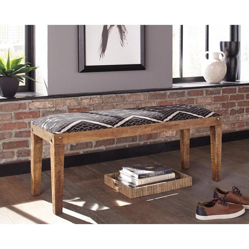 Large Picture of Coaster Furniture Lamont 910177 Fabric Upholstered Accent Bench - Black and Natural