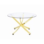 Coaster Furniture Beckham 108441 Round 46-inch Glass Top Dining Table - Brass