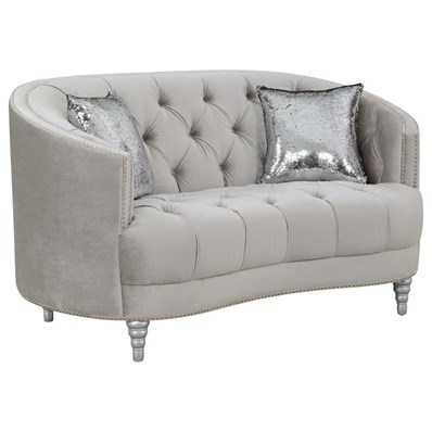Coaster Furniture Avonlea 508462 Upholstered Sloped Arm Loveseat - Grey Velvet