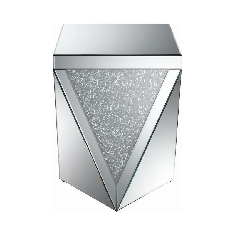 Large Picture of Coaster Furniture Amore 722507 Square Mirrored Acrylic Crystal Side End Table - Silver