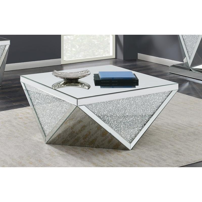 Large Picture of Coaster Furniture Amore 722508 Square Mirrored Acrylic Crystal Coffee Table - Silver