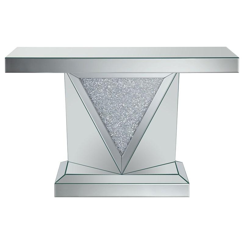 Large Picture of Coaster Furniture Amore 722509 Mirrored Acrylic Entryway Sofa Console Table - Silver