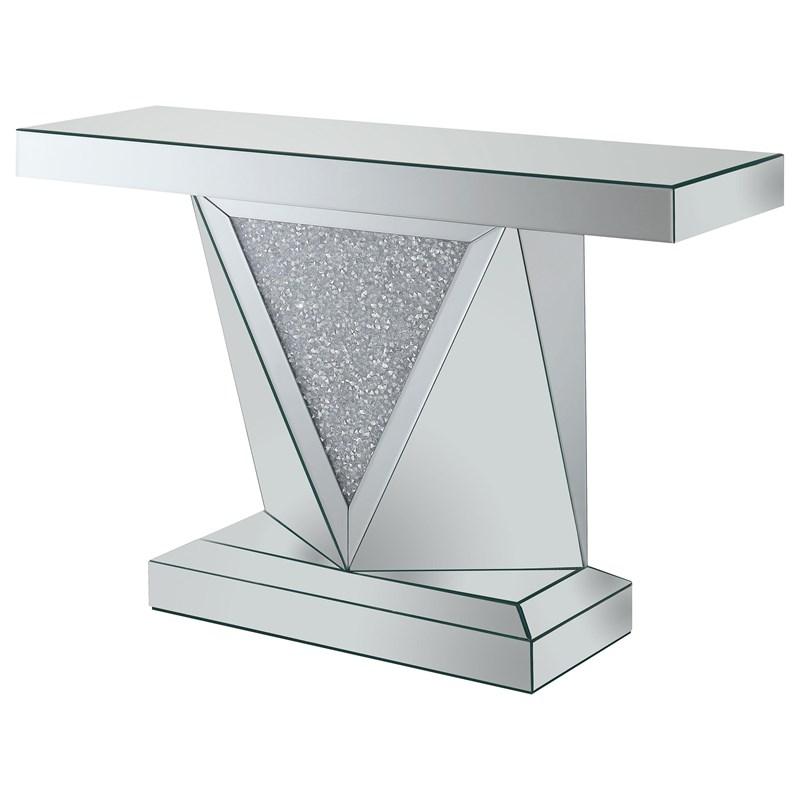 Large Picture of Coaster Furniture Amore 722509 Mirrored Acrylic Entryway Sofa Console Table - Silver