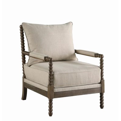 Coaster Furniture Blanchett 905362 Upholstered Bobbin Accent Chair - Beige and Natural