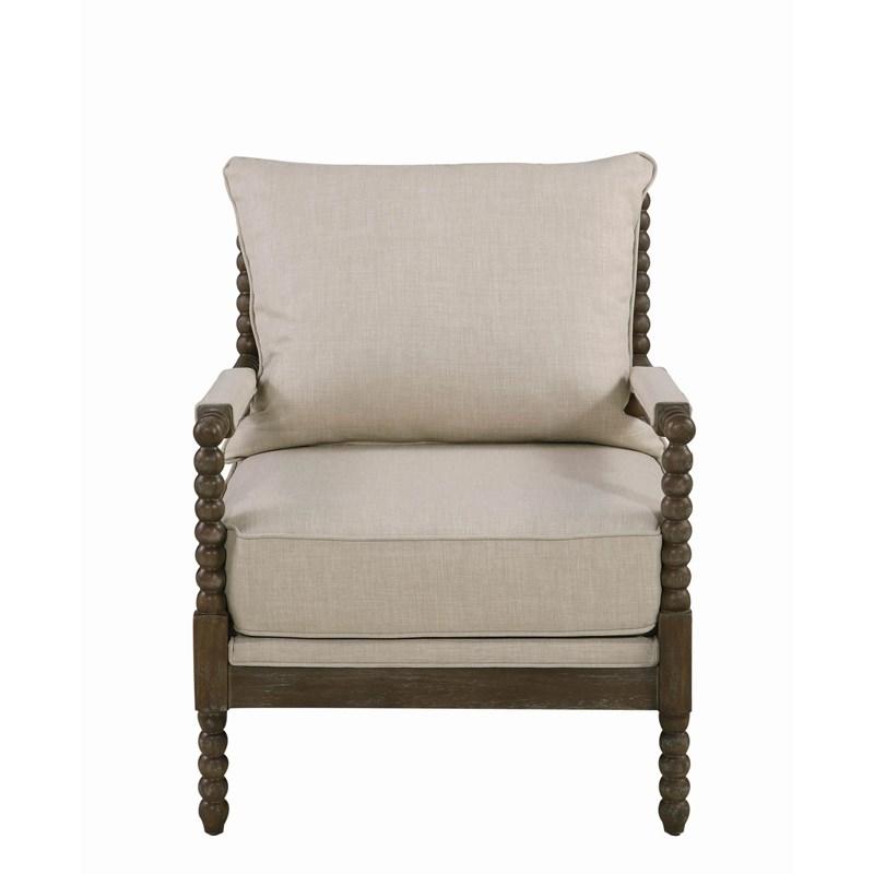 Large Picture of Coaster Furniture Blanchett 905362 Upholstered Bobbin Accent Chair - Beige and Natural