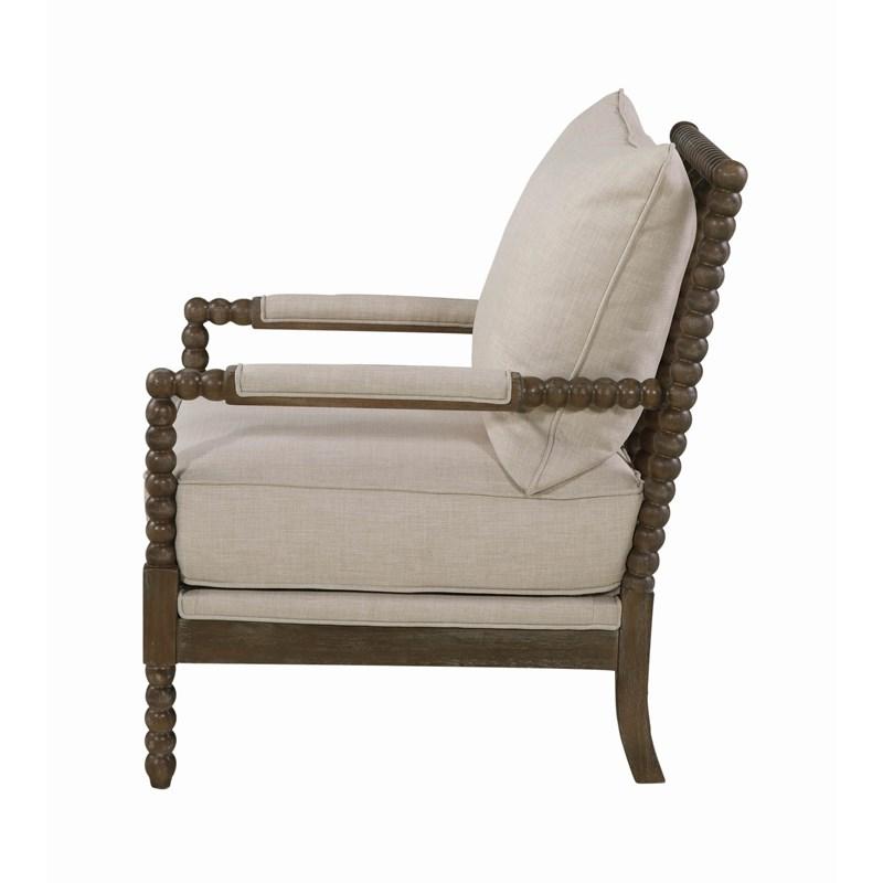 Large Picture of Coaster Furniture Blanchett 905362 Upholstered Bobbin Accent Chair - Beige and Natural
