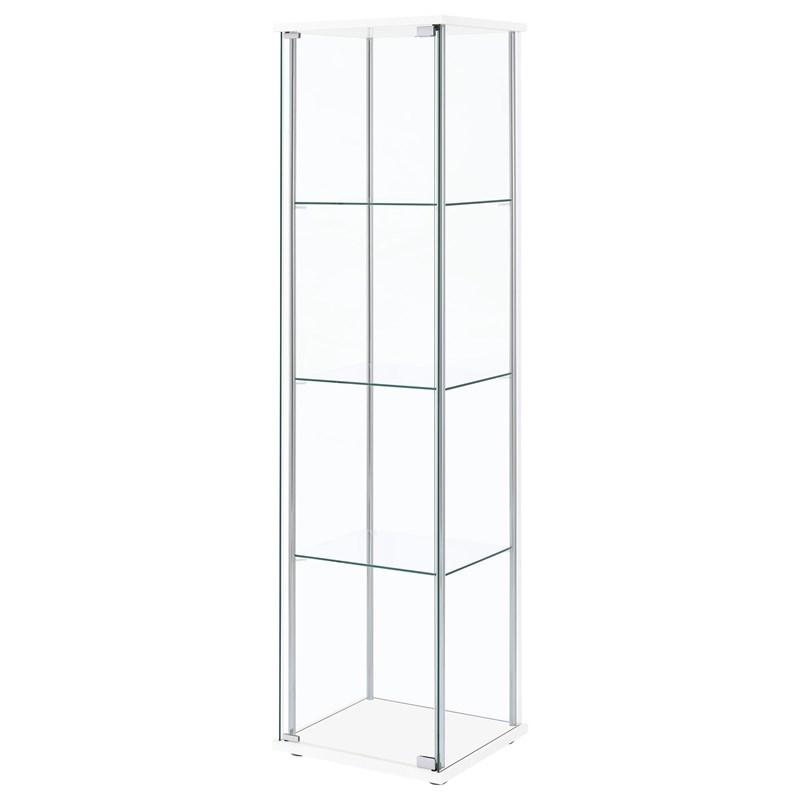 Large Picture of Coaster Furniture Bellatrix 951072 4-shelf Clear Glass Curio Cabinet - White