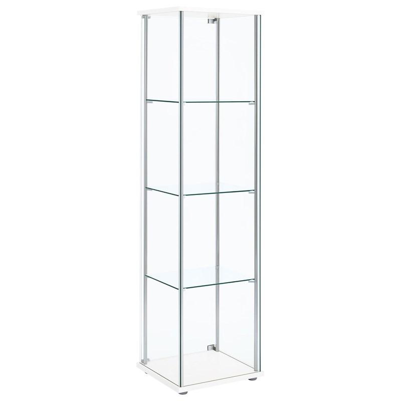 Large Picture of Coaster Furniture Bellatrix 951072 4-shelf Clear Glass Curio Cabinet - White