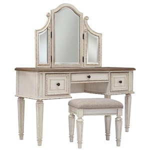 Signature Design by Ashley Realyn B743-22 Vanity/Mirror/Stool (Vanity Tables and Sets - Vanity Set)