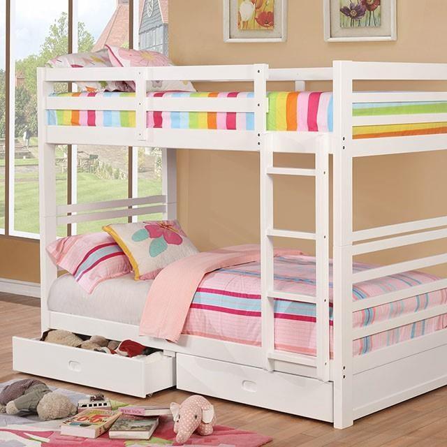 Large Picture of Furniture of America California CM-BK588T-WH Twin/Twin Bunk Bed