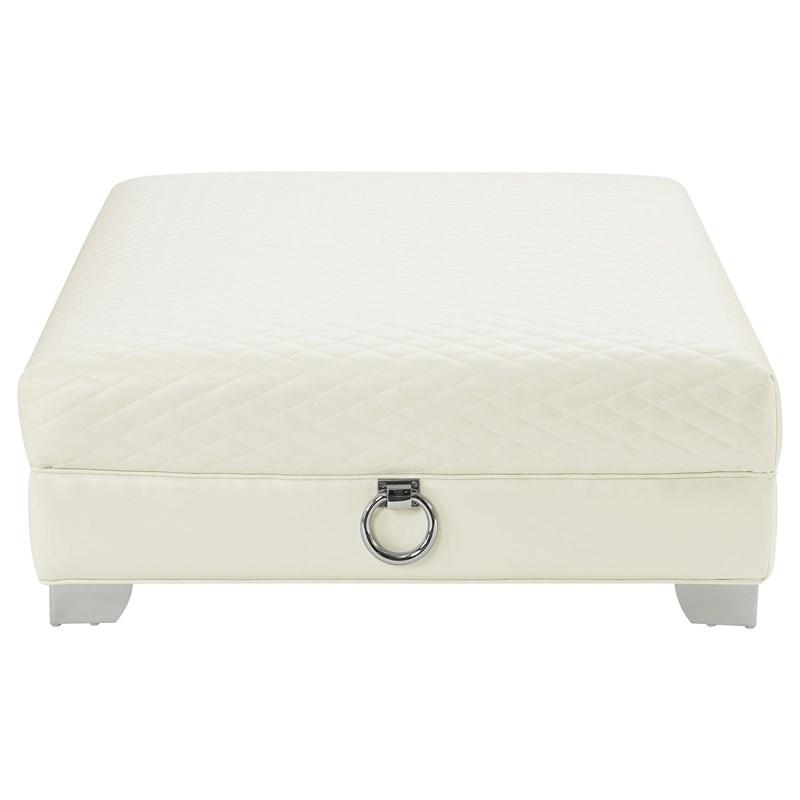 Large Picture of Coaster Furniture Chaviano 505394 Square Upholstered Ottoman - Pearl White