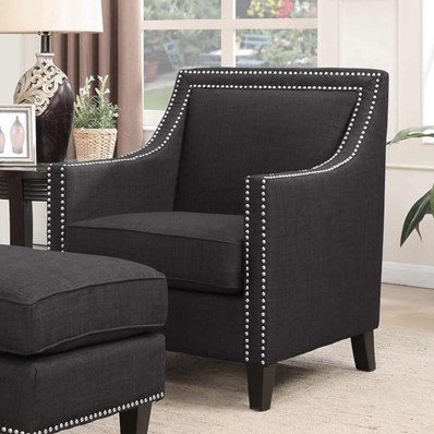 Elements International Erica UER090100CA Chair with Chrome Nails - Heirloom Charcoal