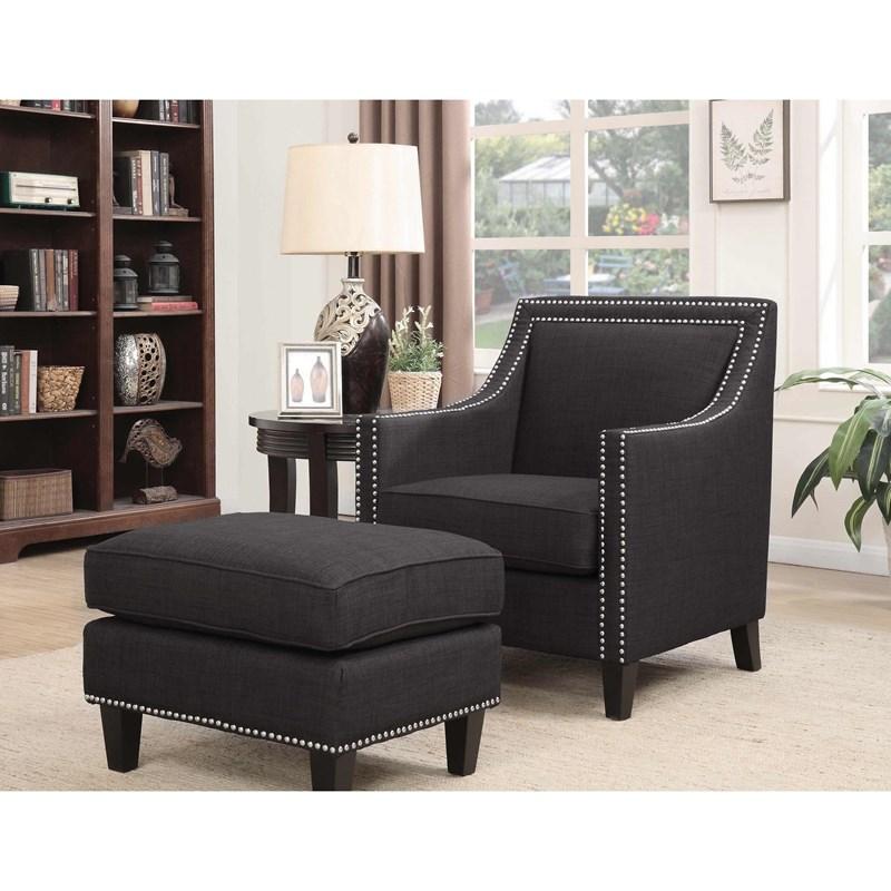 Large Picture of Elements International Erica UER090100CA Chair with Chrome Nails - Heirloom Charcoal