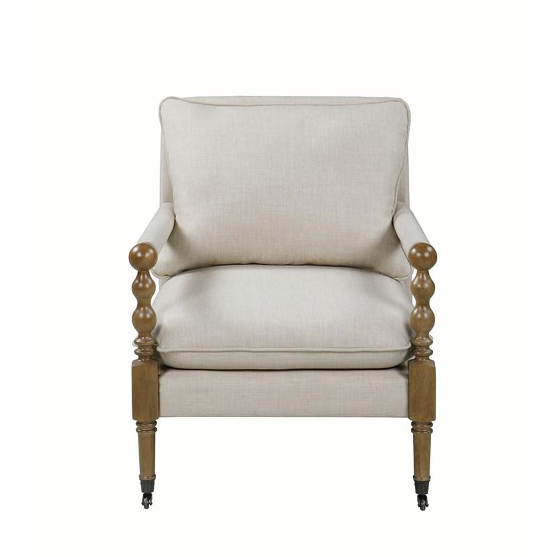 Large Picture of Coaster Furniture Dempsy 903058 Upholstered Accent Chair with Casters - Beige