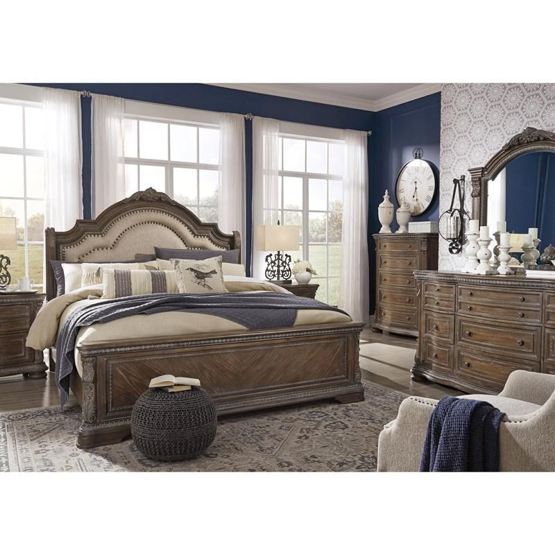 Large Picture of Signature Design by Ashley Charmond B803B5 California King Upholstered Sleigh Bed
