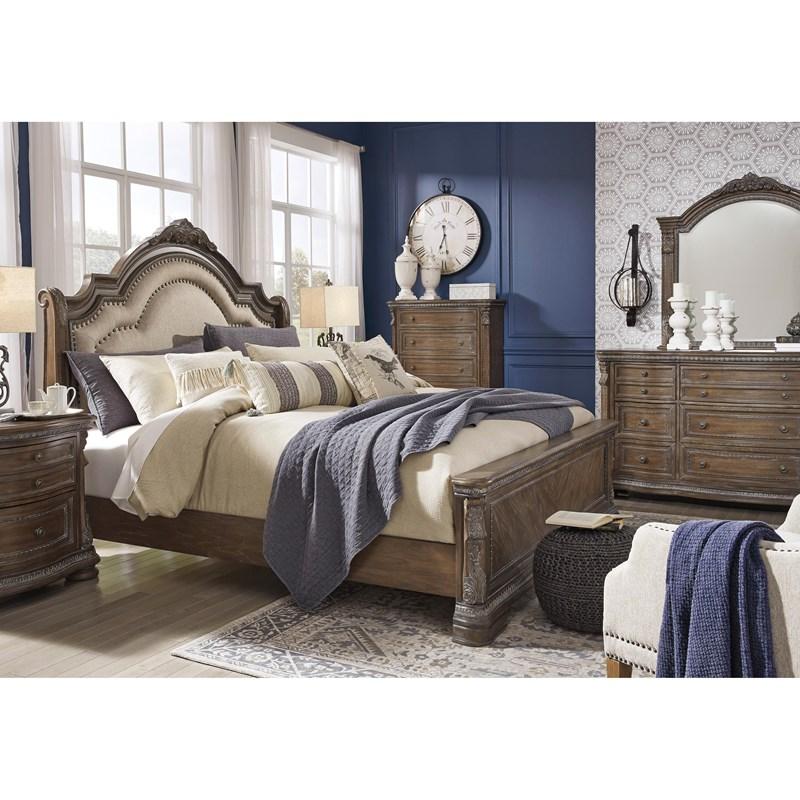 Large Picture of Signature Design by Ashley Charmond B803B5 California King Upholstered Sleigh Bed